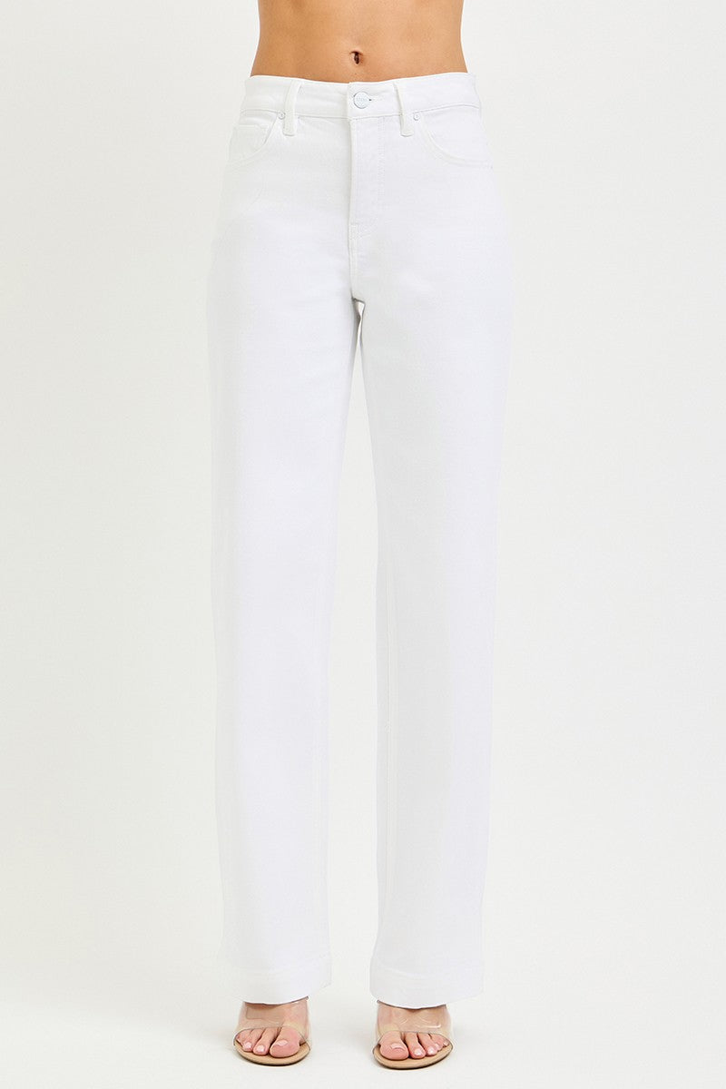 RISEN White High Rise Wide Baggy Pants
