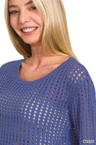 Zenana Marlin Hollow Out Long Sleeve Sweater