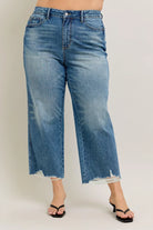 Judy Blue Plus Size High Waist Rigid Magic Destroy Hem Crop Wide