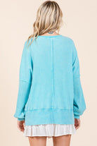 Mittoshop Tiffany Blue Mineral Wash Waffle Long Sleeve Sweatshirt