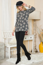 Celeste Design Leopard Star Contrast Top