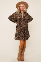 Haptics Babydoll Leopard Print Woven Dress