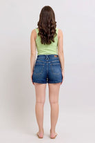 Judy Blue Dark Washed Double Button Waistband Denim Shorts