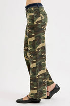 RISEN Camouflage Mid Rise Straight Wide Leg Jeans