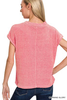 Zenana Morning Glory Chenille Waffle Short Sleeve Sweater