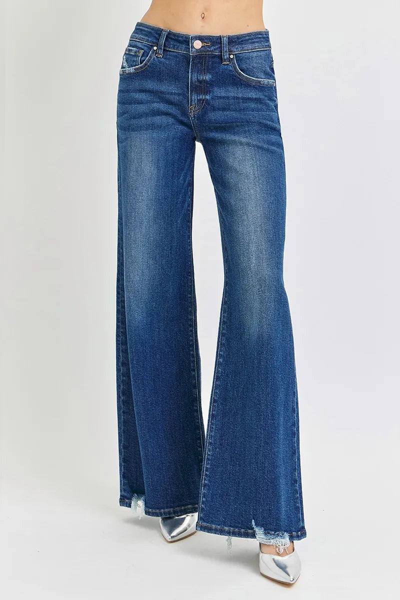 RISEN Mid Rise Wide Jeans DARK