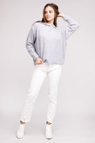 Zenana Hooded Brushed Melange Hacci Sweater ZENANA