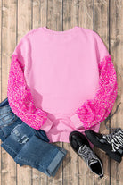 Preorder Pink Sequin Nutcracker Dropped Shoulder Sweater Trendsi