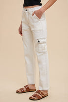 Annie Wear White Straight Leg Stretch Jeans with Cargo Pockets White