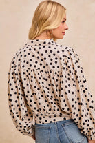 BiBi Cream & Black Polka Dot Print Tie Hem Detail Crop Shirt