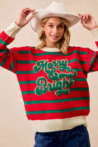 BiBi Christmas Theme Stripe Knit Top