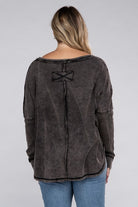 Zenana Plus Size Washed Baby Waffle Oversized Long Sleeve Top ZENANA