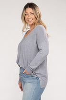 Zenana Plus Garment Dyed Front Seam Sweater ZENANA