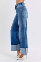 Judy Blue Retro High Waist Wide Leg With Cuff Jeans Jeans