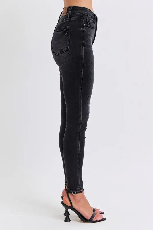 Judy Blue Black Mid Rise Tummy Control Skinny Jeans