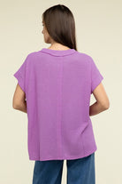 Zenana Brushed Waffle Exposed-Seam Short Sleeve Top Shirts & Tops