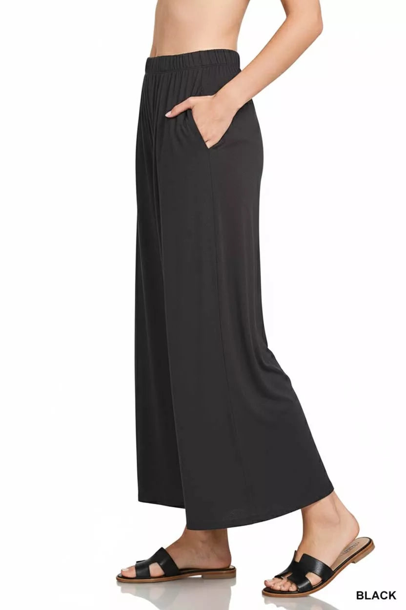 Zenana Black Elastic Waist Comfy Lounge Pants
