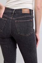 Judy Blue Black Mid Rise Tummy Control Slim Jeans