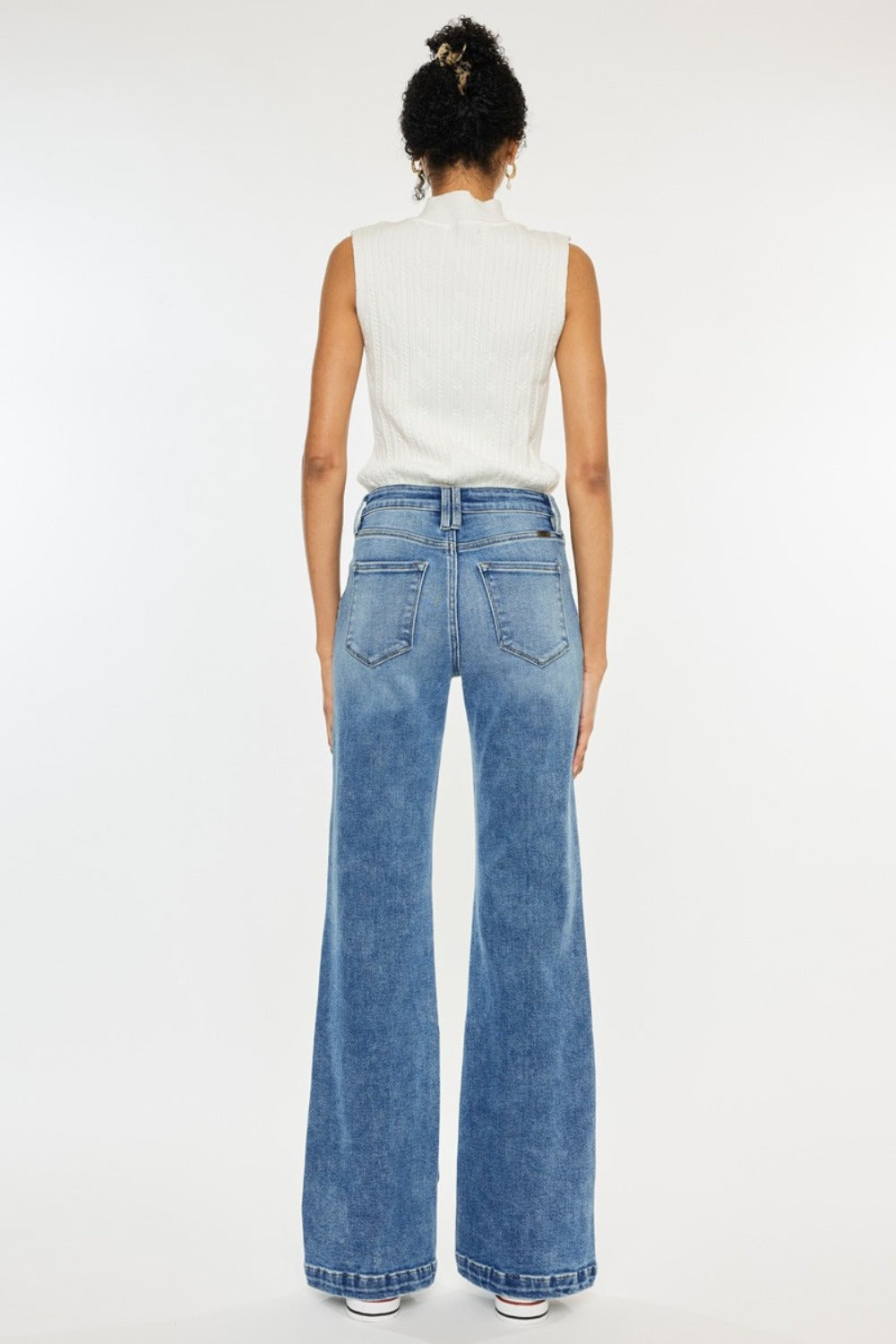 Kancan Medium Washed High Rise 5 Pocket Wide Leg Jeans Trendsi