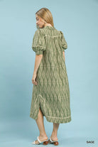 Umgee Sage Geometric Print Midi Dress