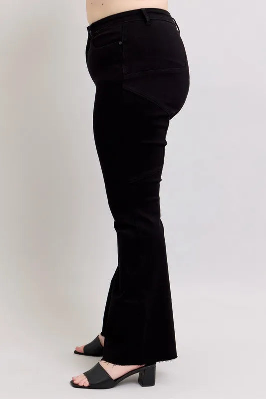 Judy Blue Black High Waist Star Seam Detail Flare