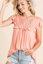 BiBi Jersey Knit Gathered Top with Ruffles