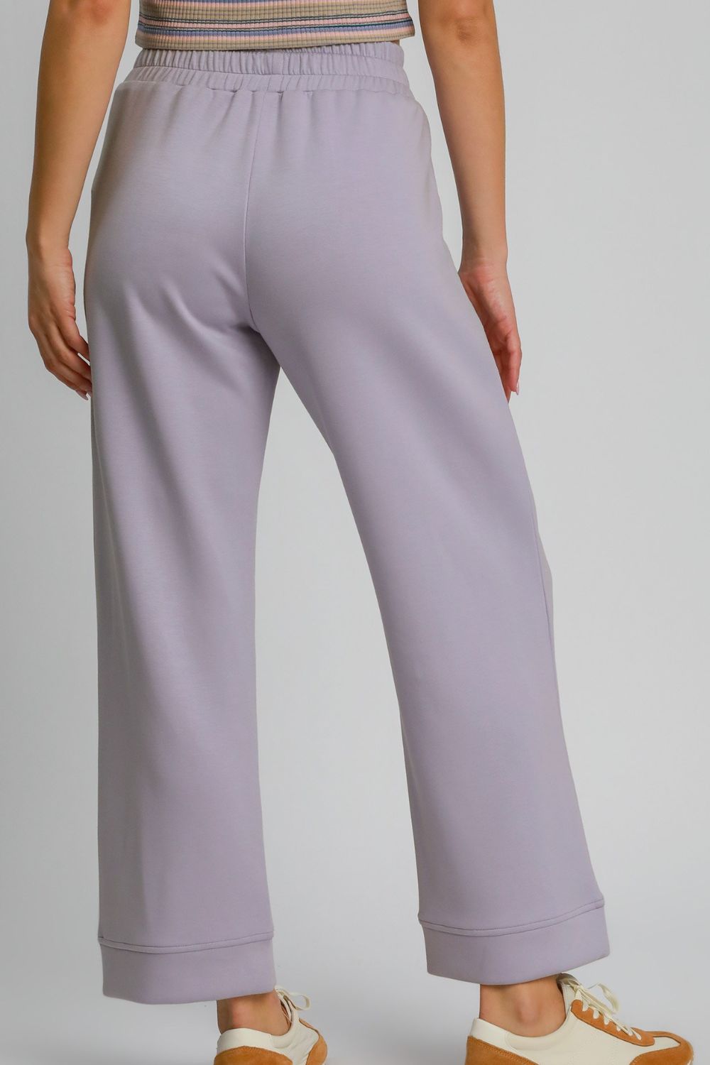 Umgee Lavender Drawstring Elastic Waist Wide Leg Pants Pants