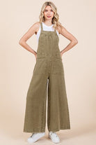Mittoshop Olive Textured Wide Leg Overalls