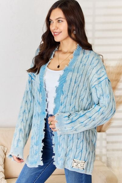 POL Cable-Knit Open Front Sweater Cardigan Final Sale Ruby Idol Apparel