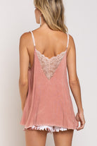 POL V-camisole Tank with Lace on Front POL