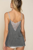 POL V-camisole Tank with Lace on Front POL