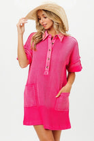 BiBi Fuchsia Dip Dye Mineral Washed Knit Dress