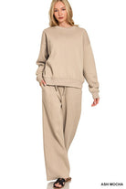 Zenana Dark Pink Fleece Long Sleeve Top and Sweatpants Set