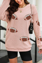 Preorder Ruby Idol Sequin Football Patch Corduroy Sweatshirt Shirts & Tops