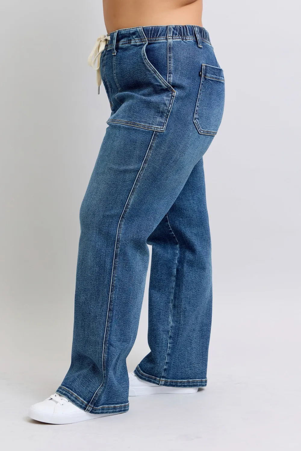 Judy Blue Plus Size High Waist Drawstring Wide Leg Jeans