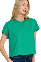 Zenana Kelly Green Premium Cotton Relaxed Crop Tee K GREEN