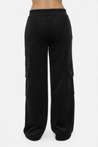 Mono B Black Elastic Waist Corduroy Cargo Pants Activewear