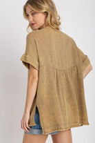 Umgee Camel Mineral Washed Gauze Top