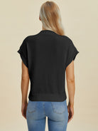 Double Take Mock Neck Short Sleeve Sweater Shirts & Tops