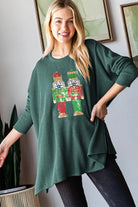 Heimish Hunter Green Sequin Nutcracker Long Sleeve Ribbed Top Hunter Green