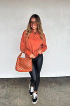 PREORDER: Blakeley Longer Length Marley Snap Button Sweatshirt Womens