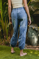 BiBi Striped Tape Details With Bow Tied Point Elastic Waist Jeans