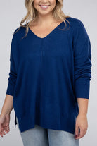 Zenana Plus Garment Dyed Front Seam Sweater ZENANA