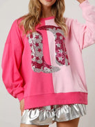 Preorder Sequin Boots Color Block Sweatshirt Double Color Matching