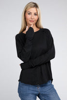 Zenana Cotton Raglan Sleeve Thumbhole Top ZENANA