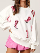 Preorder Sequin Boots Color Block Sweatshirt White