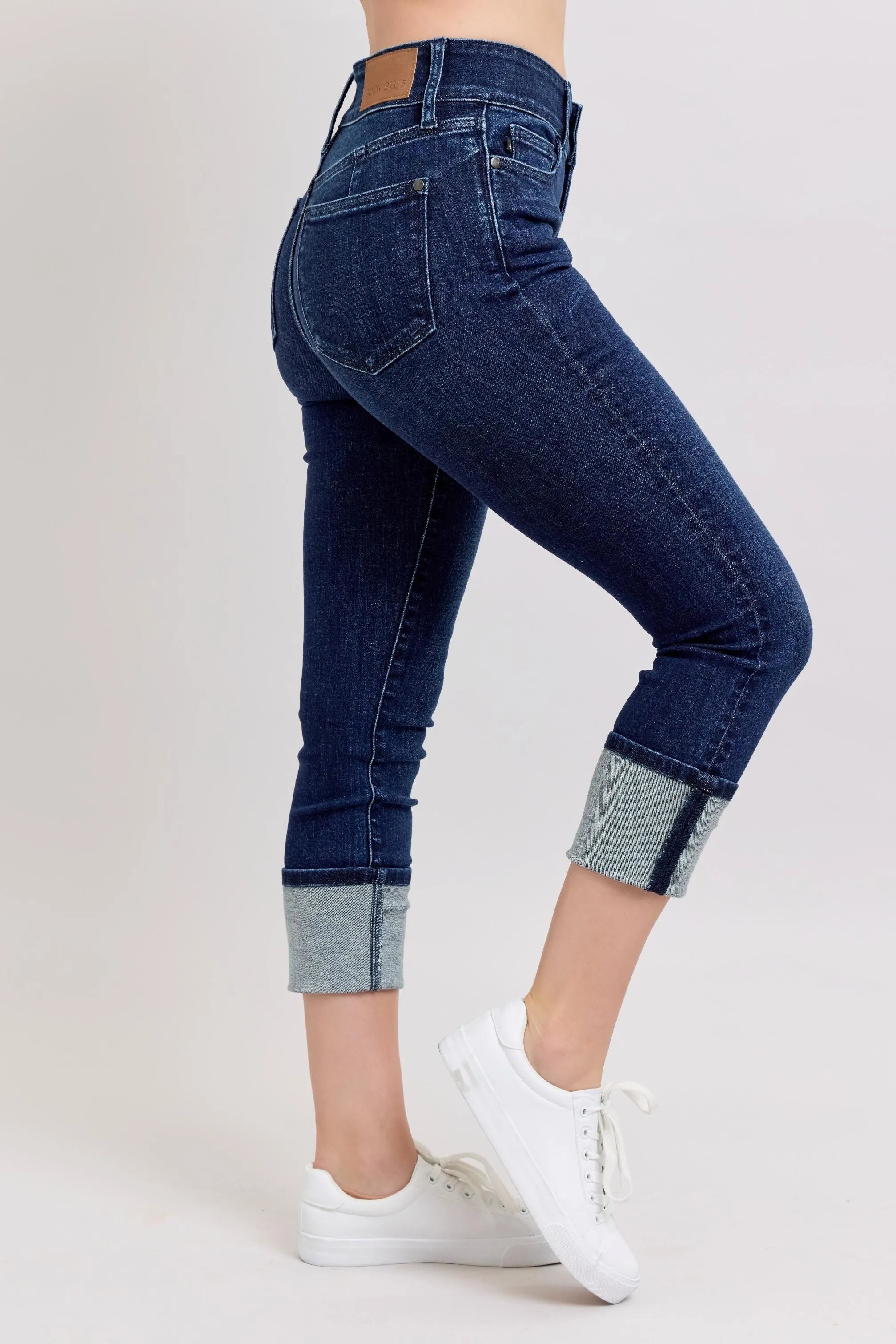 Judy Blue High-Waist Double Waist Band Cuffed Skinny Jeans