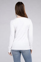 Zenana Cotton V-Neck Long Sleeve T-Shirt ZENANA