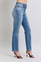 Judy Blue Vintage Washed Thermal Straight Jeans with Pockets Jeans