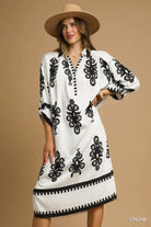 Umgee Cream Abstract Print Midi Dress Cream